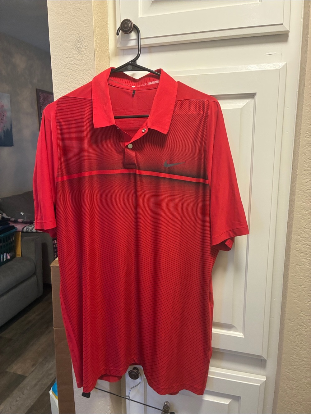 Mens Nike Tiger Woods collection red and black dri fit short sleeve polo shirt
